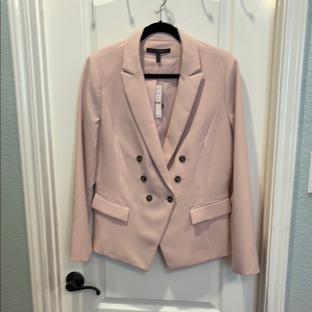 White House Black Market Pink Blazer Double-Breasted Suit Jacket